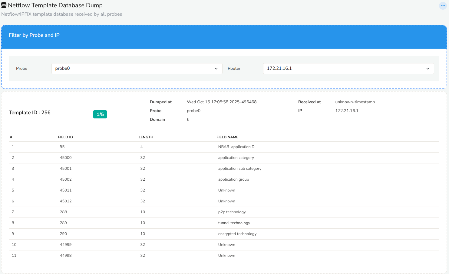 NetFlow Database Template Dashboard