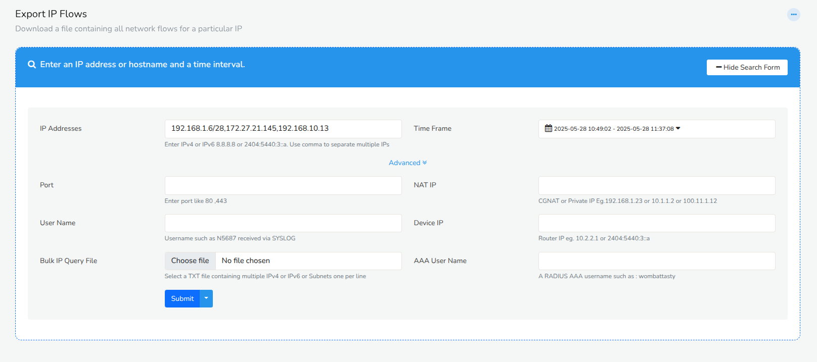 Multiple IPs Search