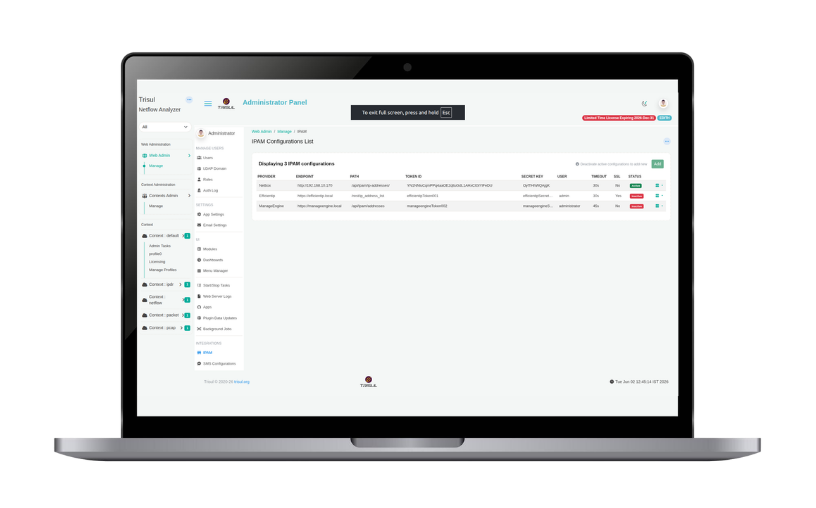 IPAM Integration Configuration Dashboard